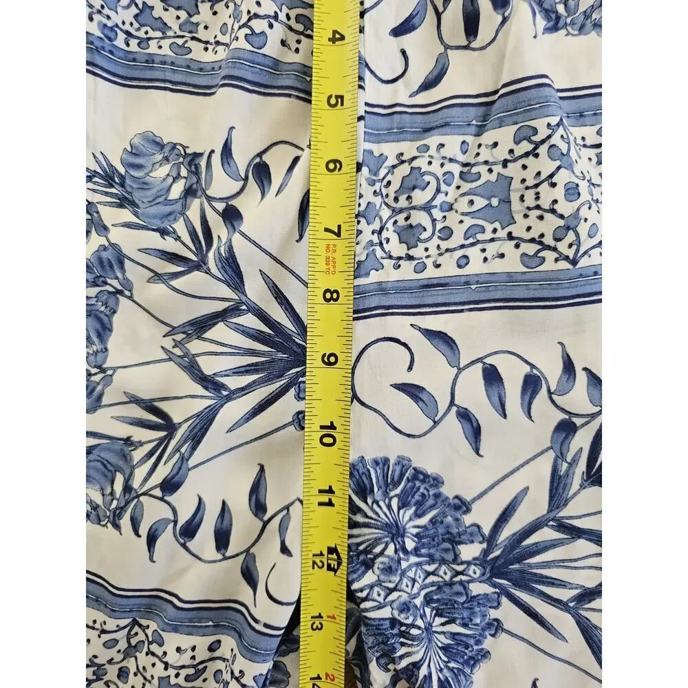 JAASE Wide Leg Pants Women’s Size L Long Side Slits Blue Floral Boho NWT Travel - Picture 9 of 11